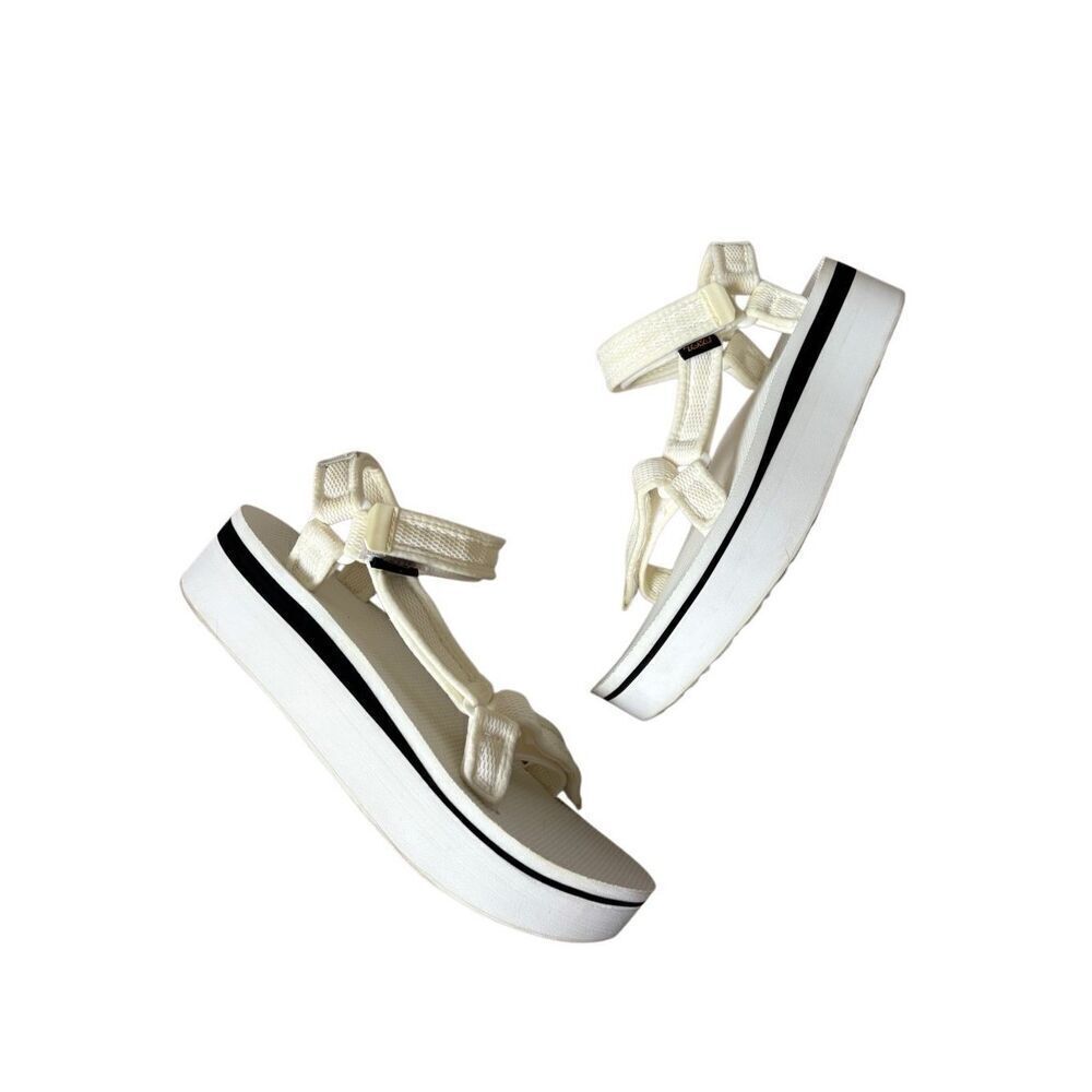 Teva Women's Flatform Universal Mesh Print Platform Sandal White size‎ 10